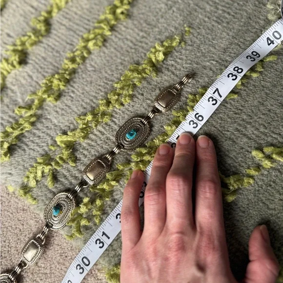 Vintage Western Boho Silver & Turquoise Belt Concho 37” long - Picture 9 of 9